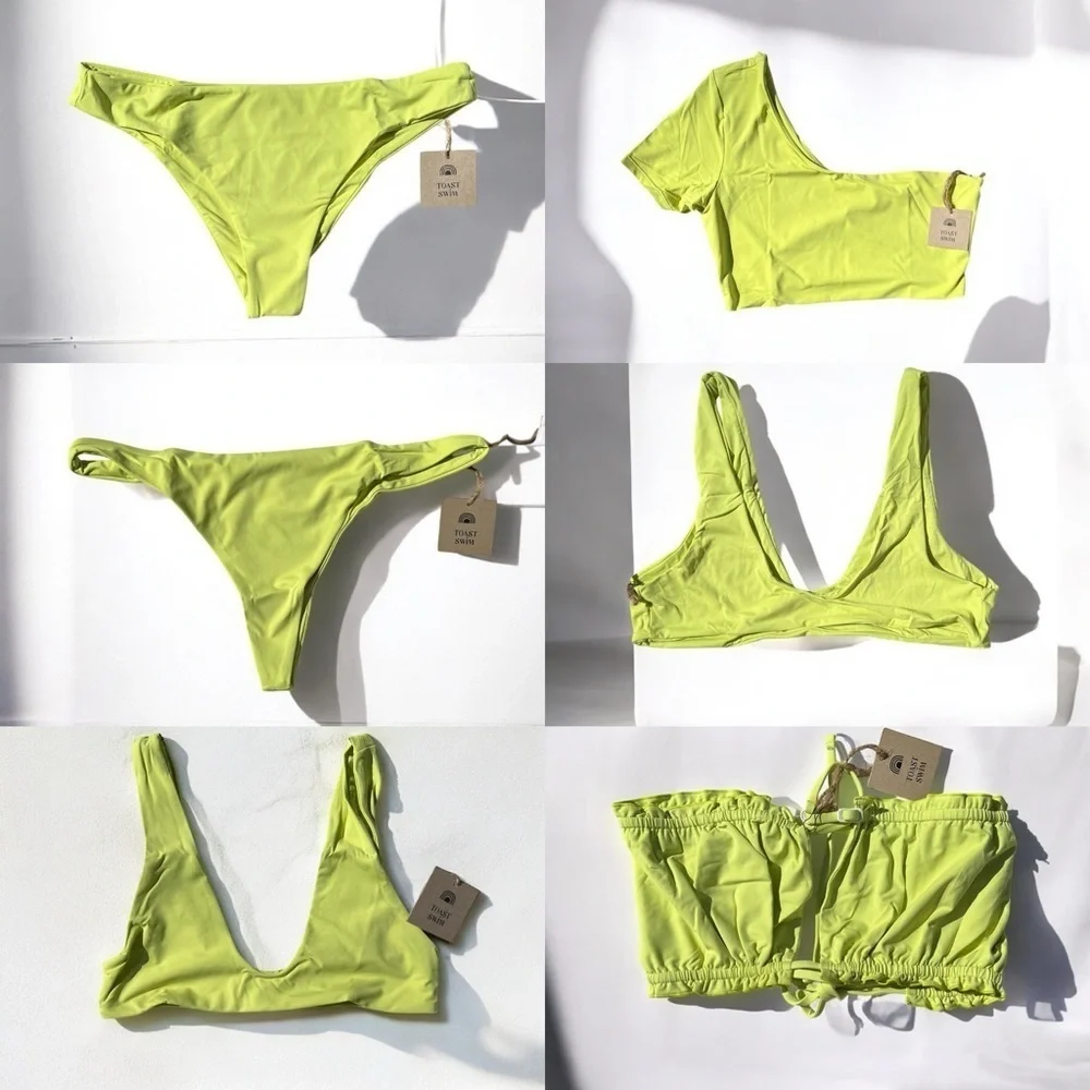 🌻NEW w.tags Free People x Toast Signature One Shoulder Crop Bikini Top Size M
